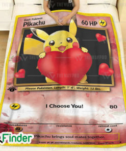 I Choose You Pikachu Pokemon Card Fleece Blanket