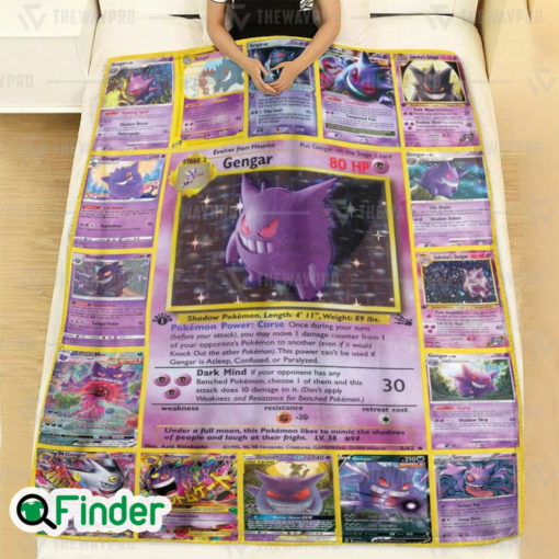 Gengar Pokemon Trading Cards Fleece Blanket