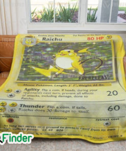 Raichu Pokemon Trading Card Fleece Blanket