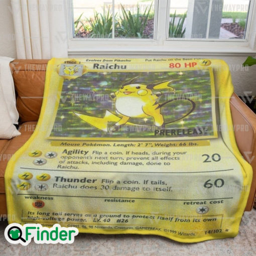 Raichu Pokemon Trading Card Fleece Blanket