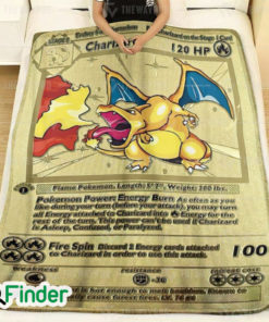 Gold Charizard 1st Edition Pokemon Card Fleece Blanket