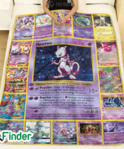 Mewtwo Pokemon Trading Cards Fleece Blanket