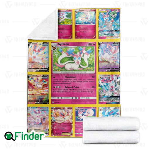 Sylveon Pokemon Trading Cards Fleece Blanket