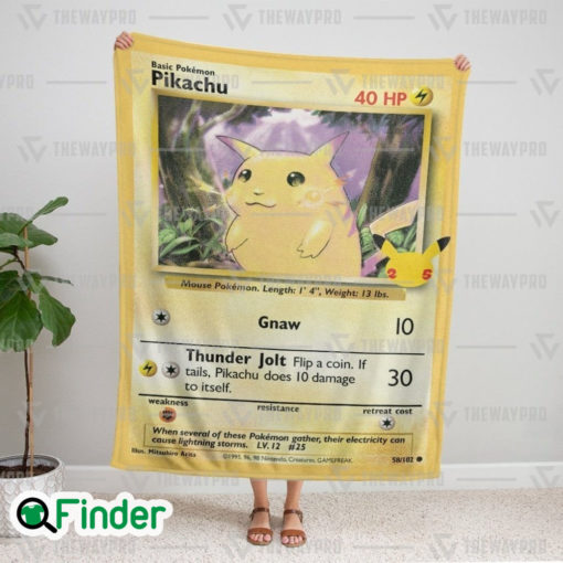 Pikachu Pokemon Jumbo Promo Card Fleece Blanket