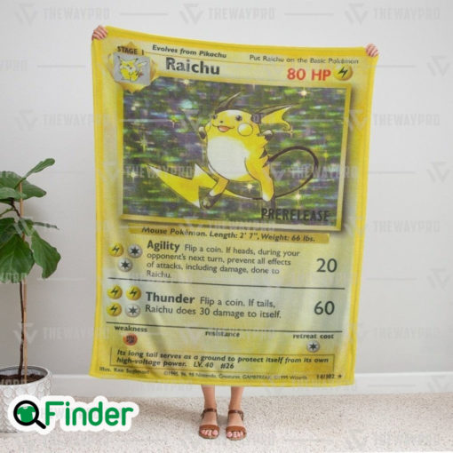 Raichu Pokemon Trading Card Fleece Blanket