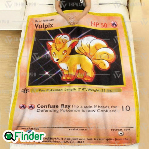 Vulpix Base Set Pokemon Trading Card Fleece Blanket 1