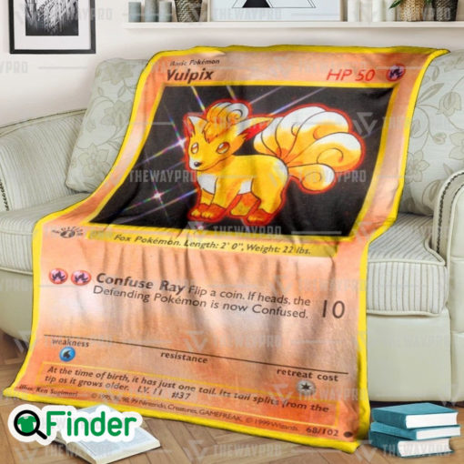 Vulpix Base Set Pokemon Trading Card Fleece Blanket