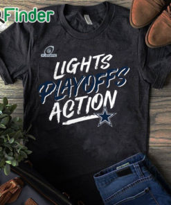 black T shirt Dallas Cowboys 2021 NFL Playoffs Bound Lights Action T Shirt