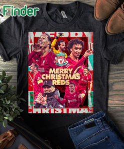 black T shirt Merry Christmas Reds Liverpool Football Club T shirt