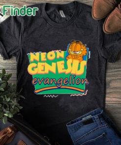 black T shirt Neon Genesis Evangelion Meets Garfield And Friends T Shirt