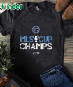 black T shirt New York City FC 2021 MLS Cup Champions Locker Room T Shirt