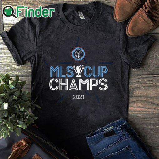 black T shirt New York City FC 2021 MLS Cup Champions Locker Room T Shirt