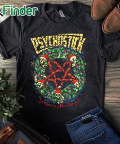 black T shirt Pyschostick Seasons Beatings T shirt