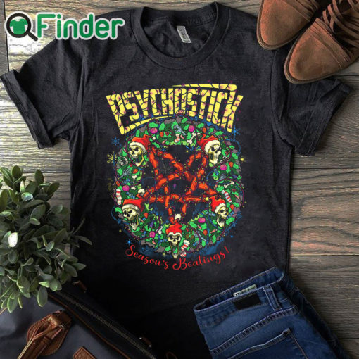 black T shirt Pyschostick Seasons Beatings T shirt