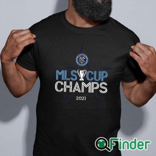 black Tshirt New York City FC 2021 MLS Cup Champions Locker Room T Shirt