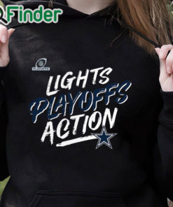 black hoodie Dallas Cowboys 2021 NFL Playoffs Bound Lights Action T Shirt