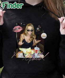 black hoodie Mariah Carey Mcdonalds T shirt