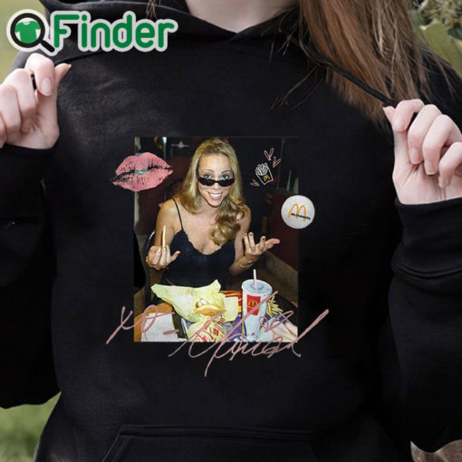 black hoodie Mariah Carey Mcdonalds T shirt