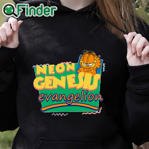 black hoodie Neon Genesis Evangelion Meets Garfield And Friends T Shirt