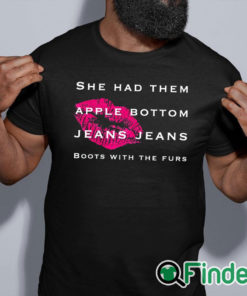 black shirt Apple bottom jeans jeans She had them boots with the furs T shirt