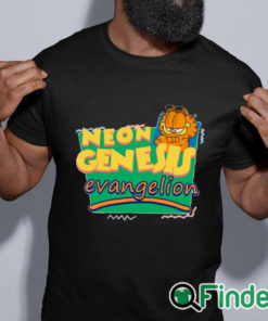 black shirt Neon Genesis Evangelion Meets Garfield And Friends T Shirt