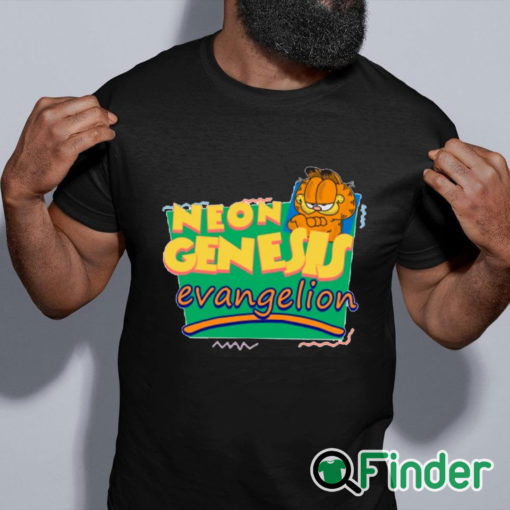 black shirt Neon Genesis Evangelion Meets Garfield And Friends T Shirt