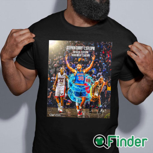 black shirt Stephen Curry record breaker history maker T shirt 1