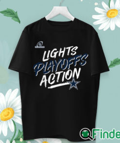 unisex T shirt Dallas Cowboys 2021 NFL Playoffs Bound Lights Action T Shirt