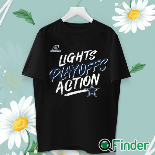 unisex T shirt Dallas Cowboys 2021 NFL Playoffs Bound Lights Action T Shirt