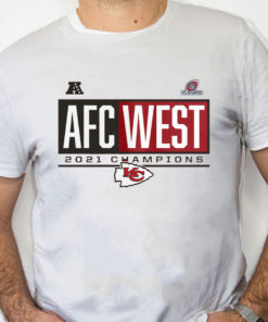 white Shirt Kansas City Chiefs 2021 AFC West Division Champions Blocked Favorite T Shirt