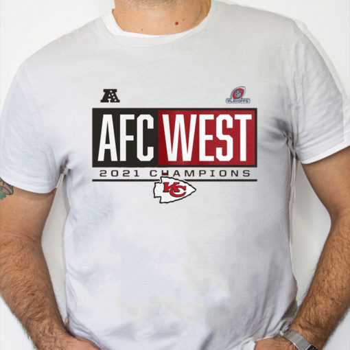 white Shirt Kansas City Chiefs 2021 AFC West Division Champions Blocked Favorite T Shirt