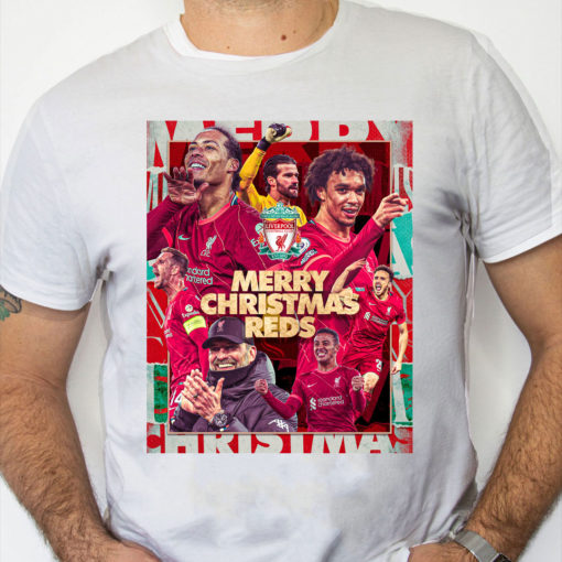 white Shirt Merry Christmas Reds Liverpool Football Club T shirt