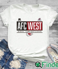 white T shirt Kansas City Chiefs 2021 AFC West Division Champions Blocked Favorite T Shirt