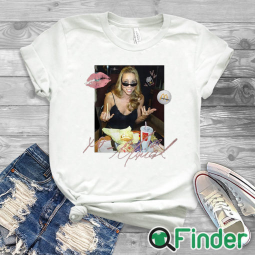 white T shirt Mariah Carey Mcdonalds T shirt