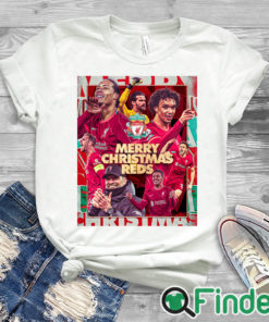 white T shirt Merry Christmas Reds Liverpool Football Club T shirt