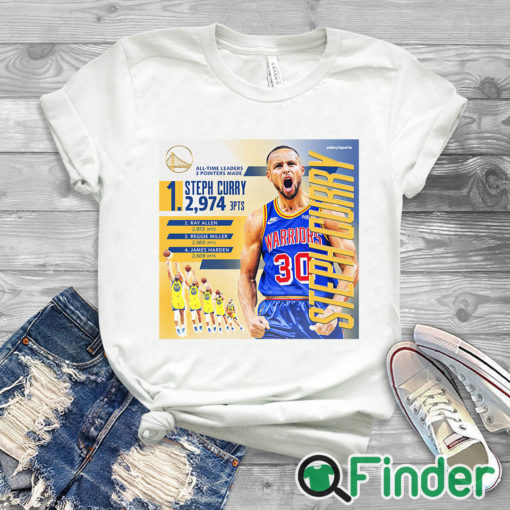 white T shirt Steph Curry 2976 the greatest shooter of all time T shirt
