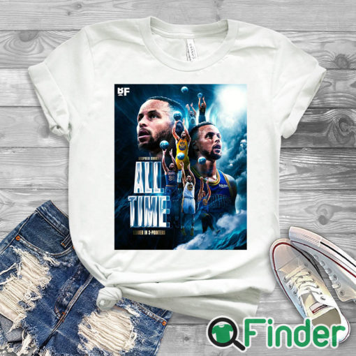 white T shirt Stephen Curry All Time 3PM Leader Shirt 2