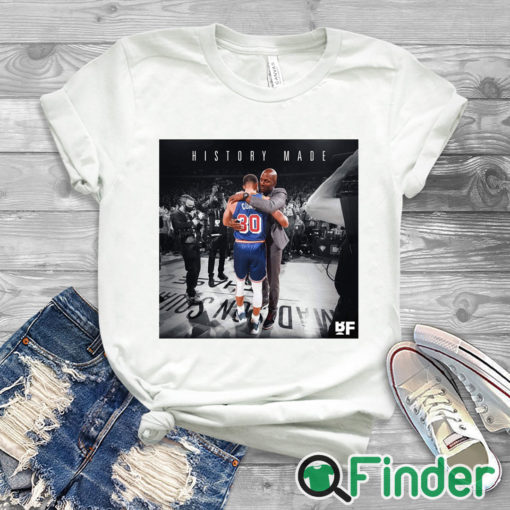 white T shirt Stephen Curry has passed Ray Allen for number 1 on the All Time 3 Pointers T shirt 1