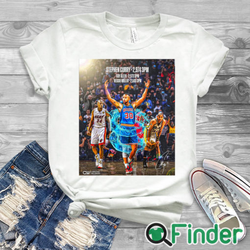 white T shirt Stephen Curry record breaker history maker T shirt 1