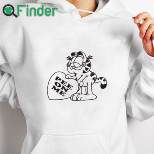 white hoodie Garfield Pee On Me T Shirt