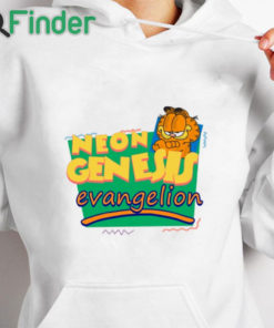 white hoodie Neon Genesis Evangelion Meets Garfield And Friends T Shirt