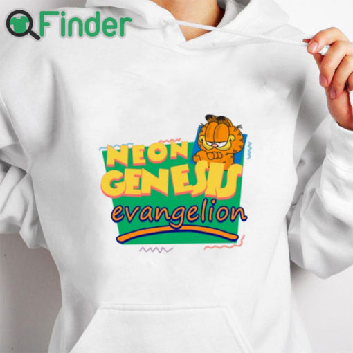 white hoodie Neon Genesis Evangelion Meets Garfield And Friends T Shirt