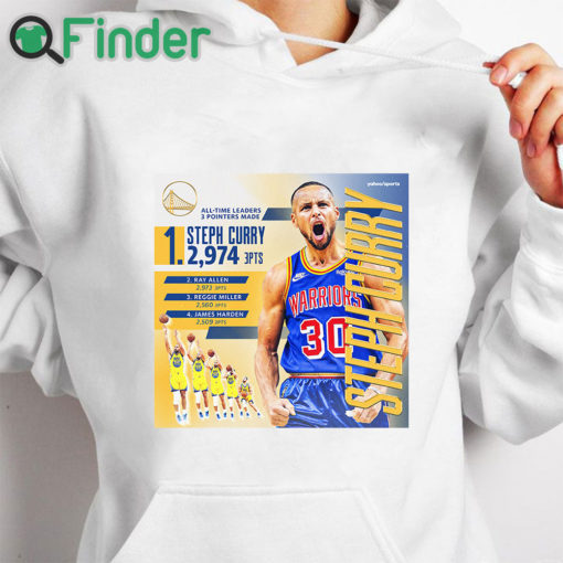 white hoodie Steph Curry 2976 the greatest shooter of all time T shirt 1