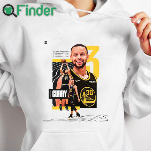 white hoodie Stephen Curry All Time 3PM Leader Shirt 1