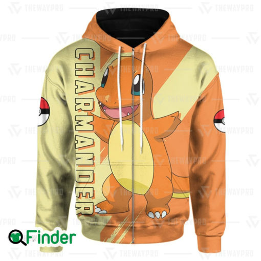 Charmander pokemon Starter fire type of Kanto 3D zip Hoodie