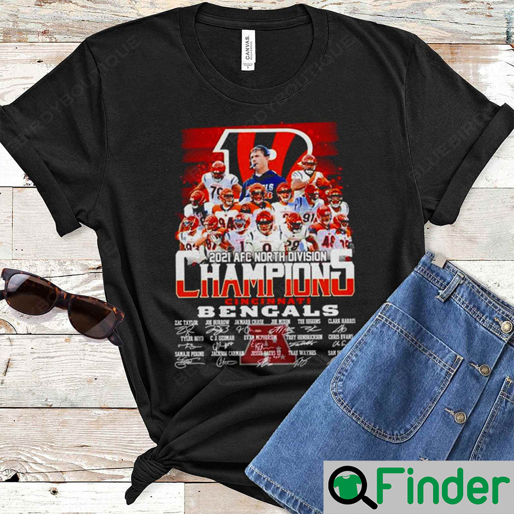 Cincinnati Bengals 2021 AFC North Division Champions Signatures T-Shirt ...