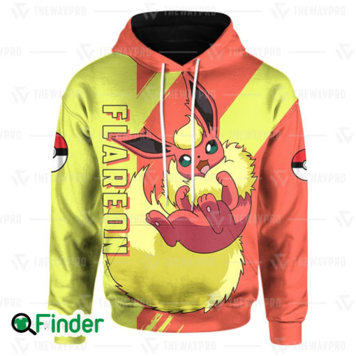 Flareon pokemon fire type eevee evolution 3D hoodie 1