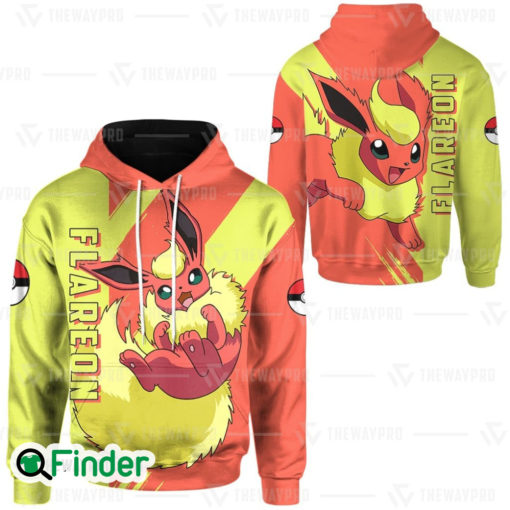 Flareon pokemon fire type eevee evolution 3D hoodie