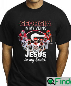 Georgia Bulldogs In My Veins Jesus Heart Shirt Gift Real Fans