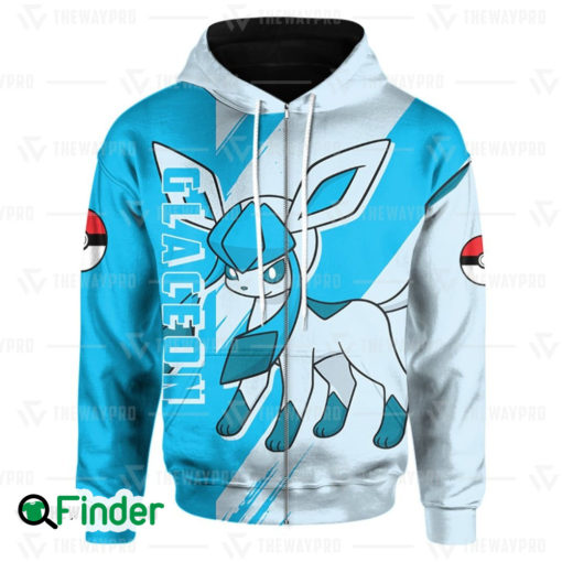 Glaceon pokemon ice type eevee evolution 3D hoodie 1